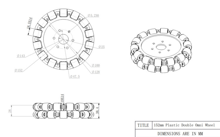 152MM Double Aluminum Omni Wheel with Bearing Rollers - 14083 - Image 3