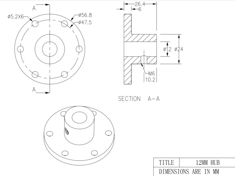 12mm Universal Aluminum Mounting Hubs for Shaft - 18010 - Image 2