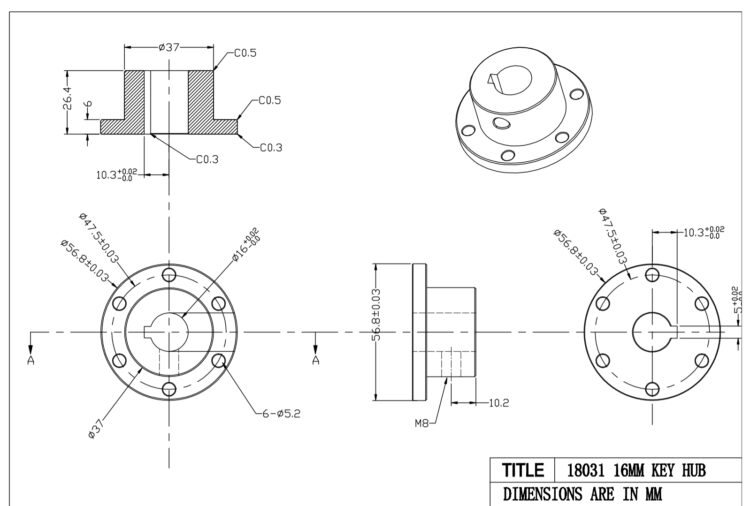 16mm Stainless Steel Key Hub - 18031 - Image 2