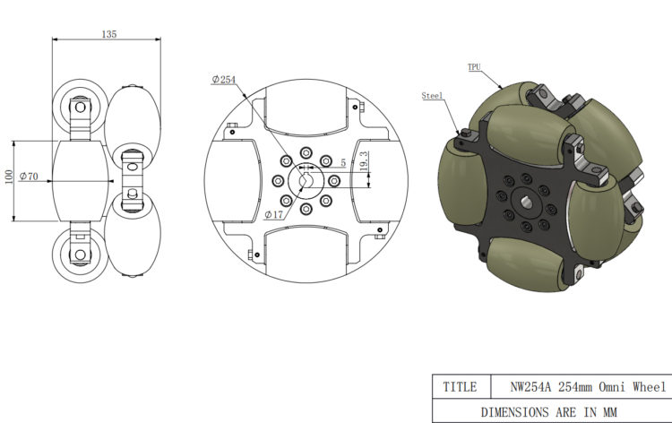 254mm Heavy Duty Industrial Omni Wheel - NW254A - Image 5